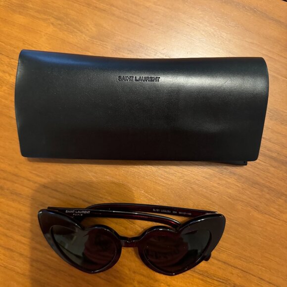 Saint Laurent Heart Sunglasses Dark Red - Picture 5 of 7